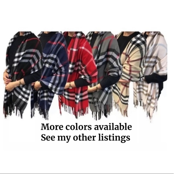 NEW Purple Classic Plaid Giant Check Scarf - Picture 4 of 8